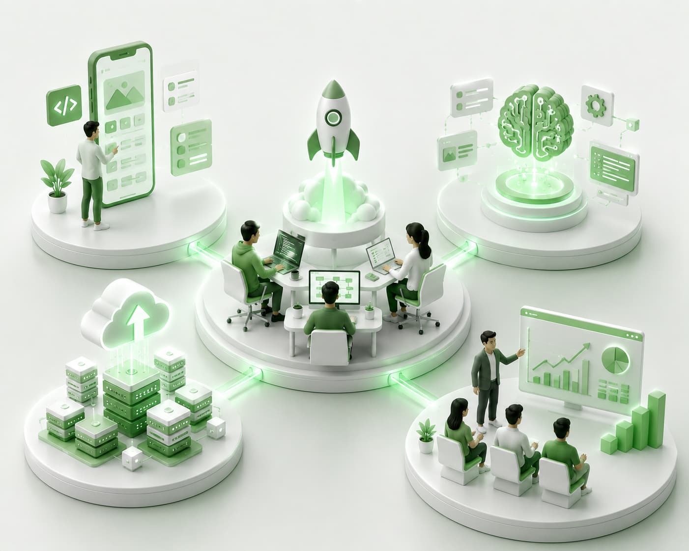 Developers collaborating on AI-powered features for a client application