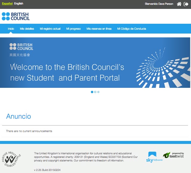 The British Council's student portal, part of a global rollout across country sites.